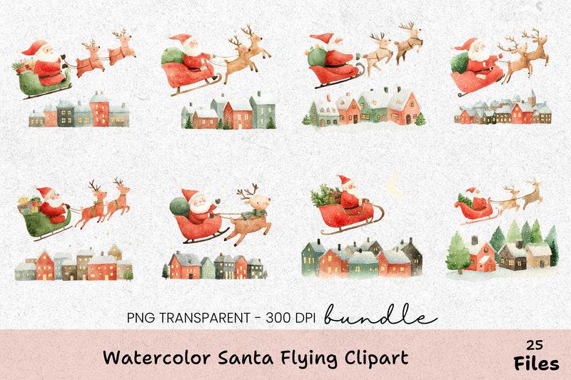 Santa Flying Clipart Bundle - CraftNest - Digital Crafting and Art