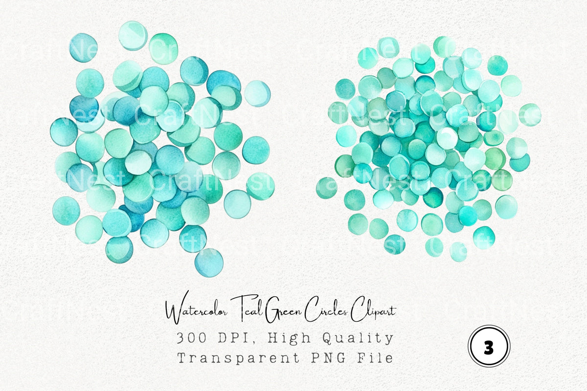 Teal Green Circles Clipart Bundle