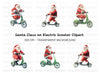 Santa Claus on Scooter Clipart Bundle