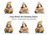 Cozy Girls Reading Books Clipart Bundle