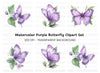 Purple Butterflies Clipart Bundle