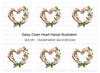 Heart Shaped Daisy Chain with Hands Clipart Bundle