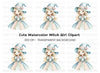 Cute Witch Girl Clipart Bundle