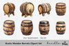 Rustic Wooden Barrels Clipart Bundle