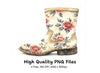 Vintage Rose Patterned Boots Clipart Bundle