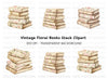 Vintage Floral Book Stacks Clipart Bundle