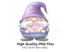 Purple Gnome Crystal Letter Clipart Bundle
