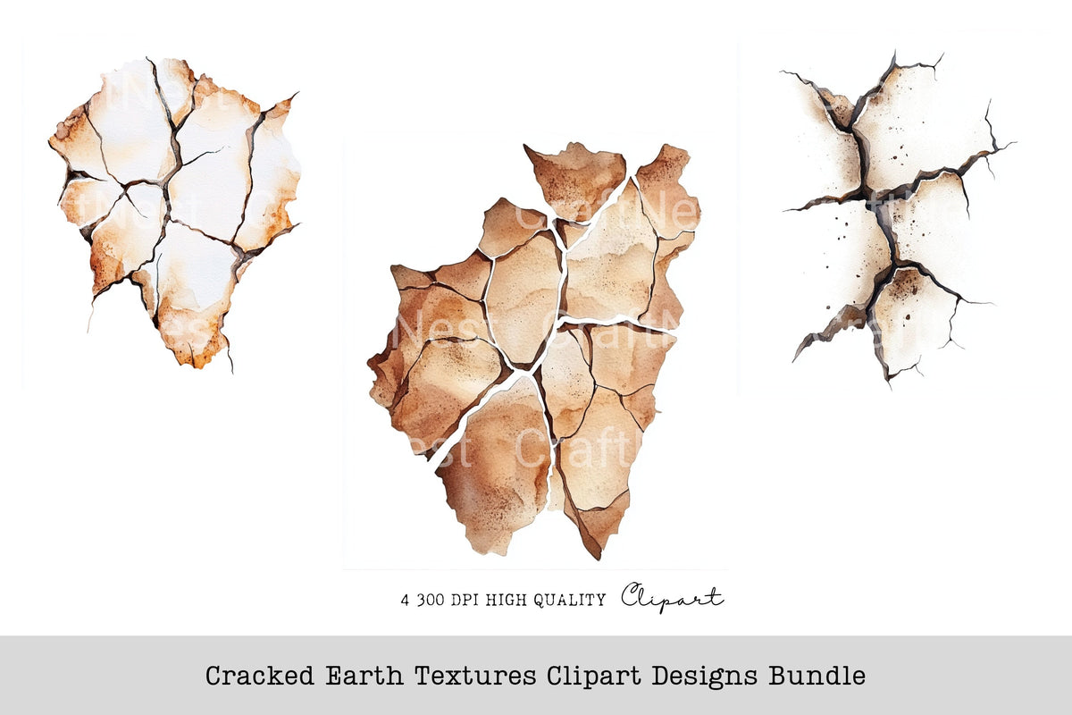 Cracked Earth Textures Designs Clipart Bundle