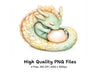 Sleeping Baby Dragon with Pearl Clipart Bundle