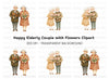 Elderly Couples with Flowers Clipart Bundle