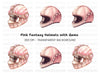 Pink Gemstone Motorcycle Helmets Clipart Bundle