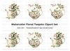 Cherry Blossom Teapots Clipart Bundle