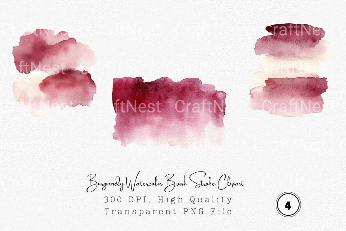 Burgundy Brush Stroke Clipart Bundle