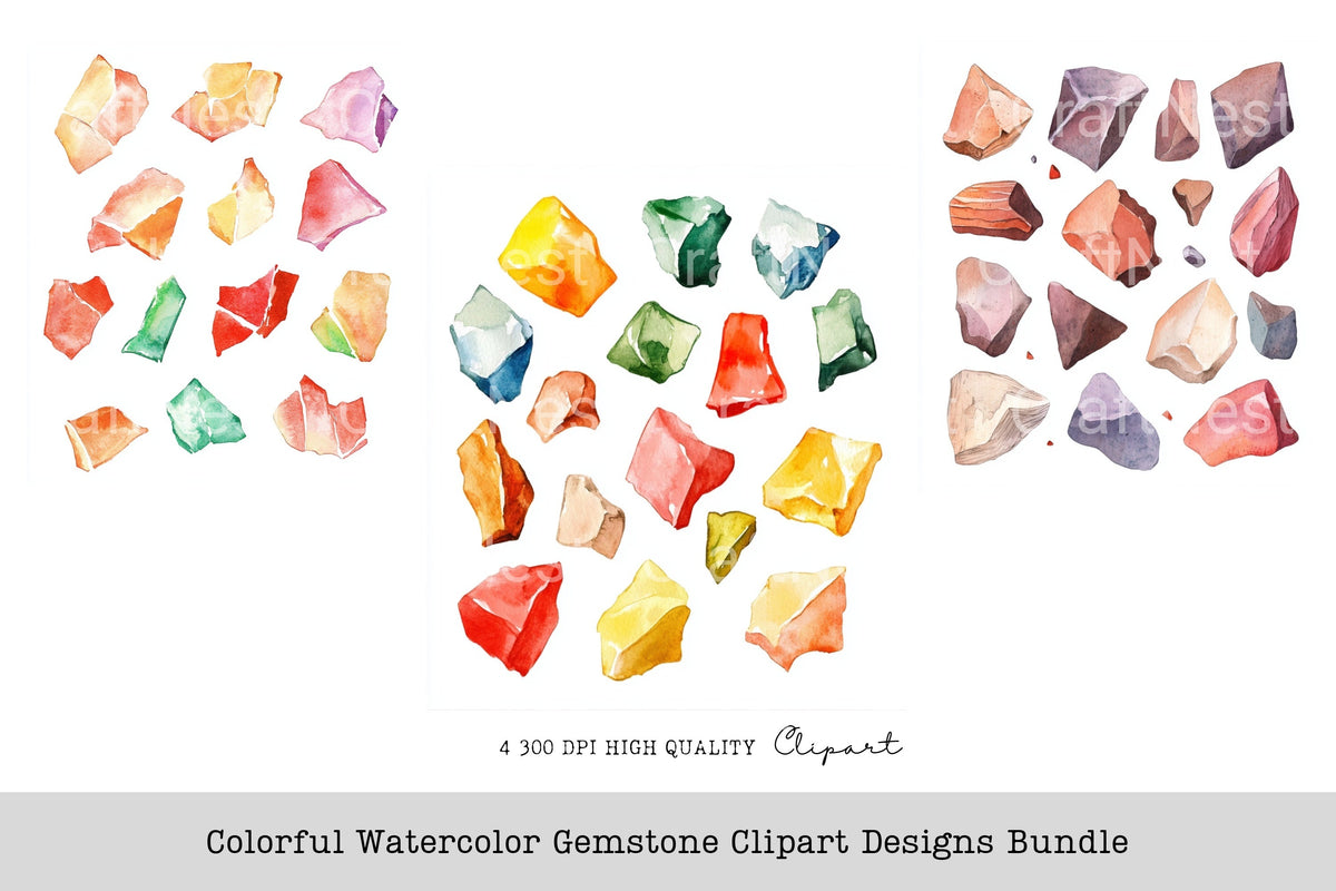 Colorful Gemstone Designs Clipart Bundle