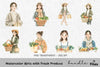 Girls with Fresh Produce Clipart Bundle