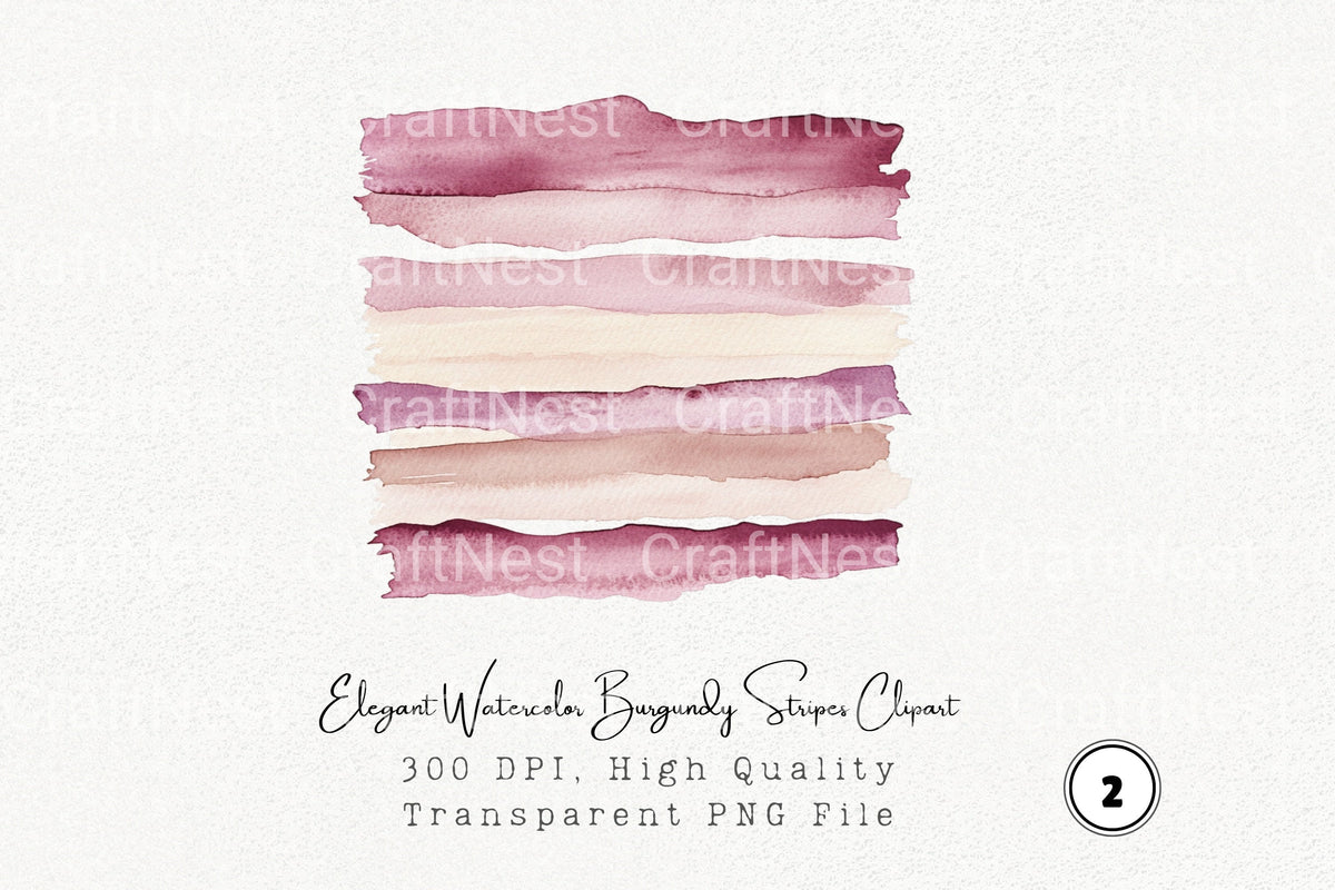 Elegant Burgundy Stripes Clipart Bundle