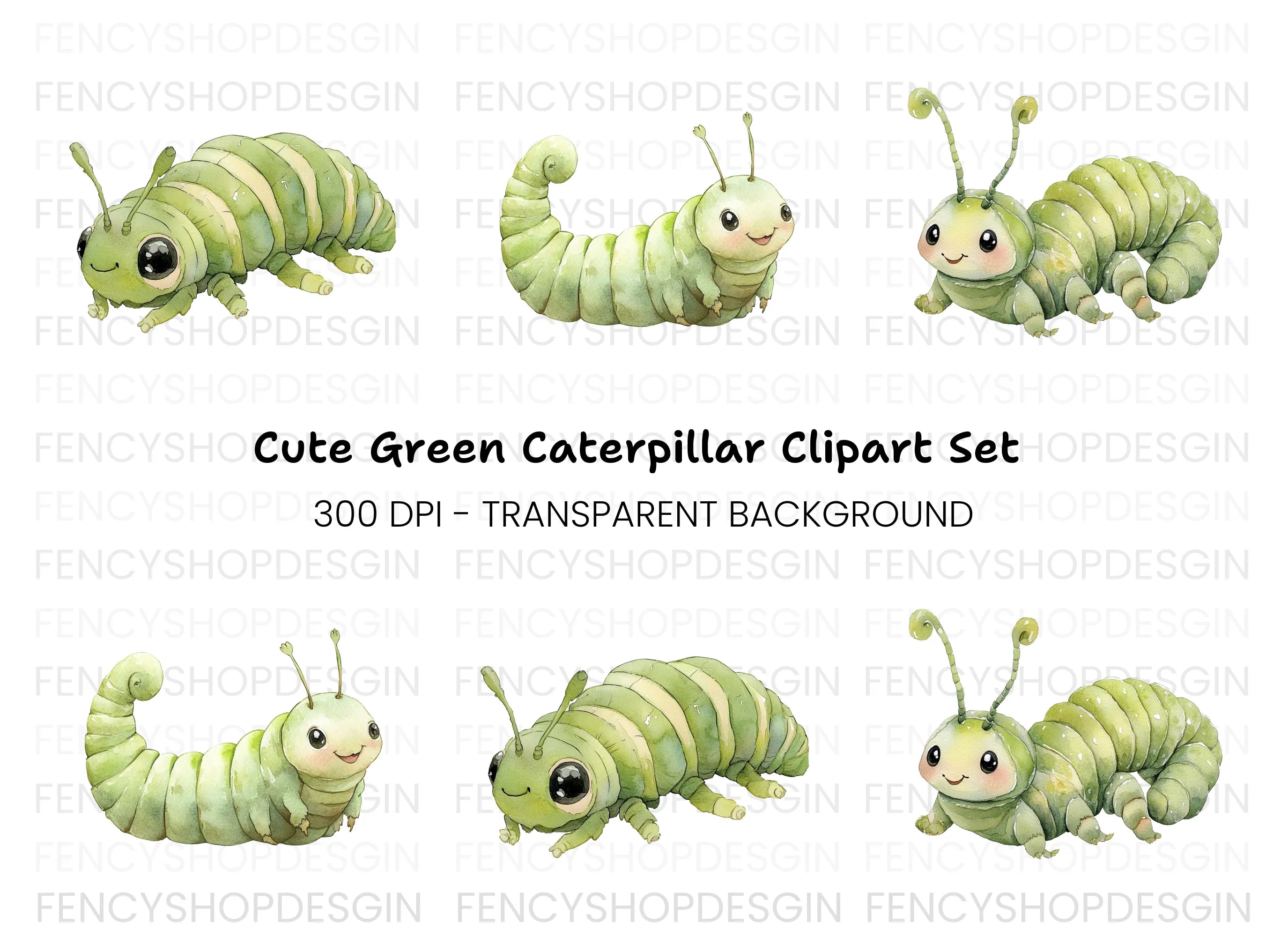 Charming Baby Caterpillar Clipart Bundle