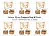 Pirate Treasure Map and Chests Clipart Bundle