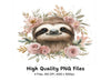 Adorable Sloth with Flowers Clipart Bundle