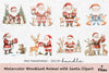Woodland Animal with Santa Clipart Bundle