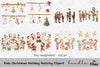 Kids Decorating Christmas Tree Clipart Bundle