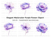Elegant Purple Peony Flower Clipart Bundle