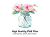 Pink Cherry Blossom Mason Jar Clipart Bundle