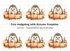 Cute Hedgehog with Autumn Pumpkins Clipart Bundle