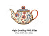 Vintage Floral Teapot Clipart Bundle
