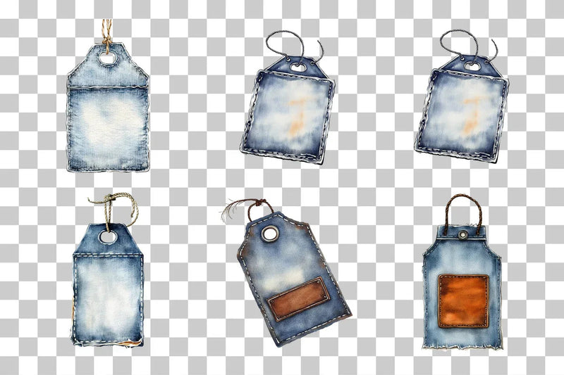 Vintage Denim Tag Clipart Bundle - CraftNest - Digital Crafting and Art