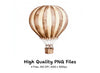 Striped Hot Air Balloon Clipart Bundle