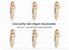 Girl Surfer Clipart Bundle