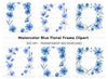Blue Floral Wreaths Clipart Bundle