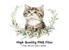 Cute Kitten Floral Wreath Clipart Bundle