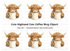 Highland Cow Coffee Clipart Bundle