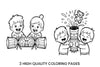 Kids Playing with Christmas Crackers Coloring Books
