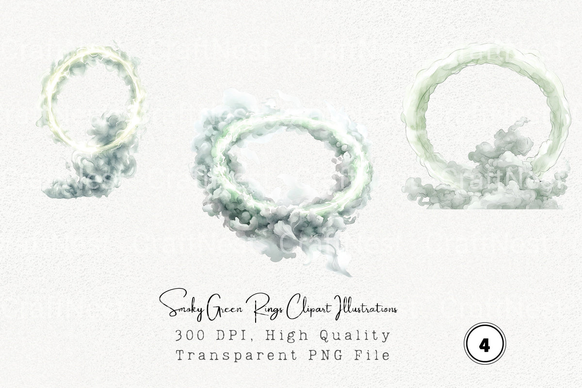 Smoky Green Rings Illustrations Clipart Bundle