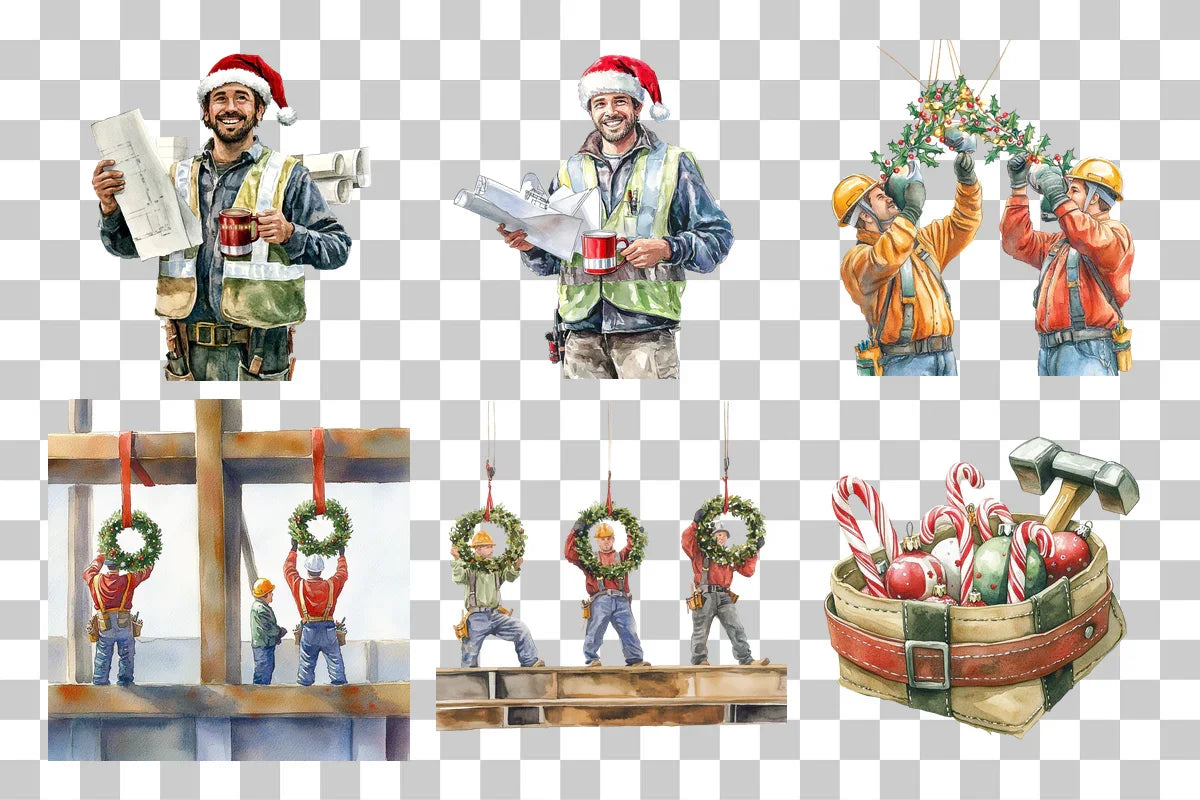 Christmas Construction Worker Clipart Bundle - CraftNest - Digital Crafting and Art