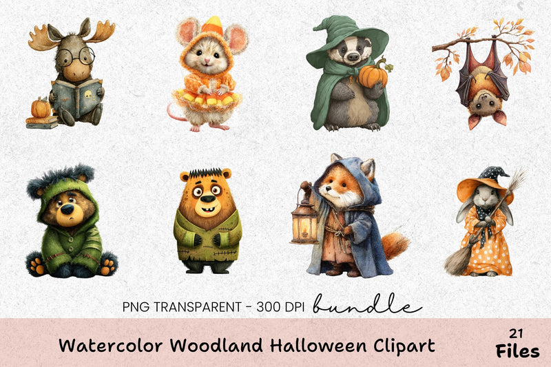 Woodland Halloween Clipart Bundle - CraftNest - Digital Crafting and Art