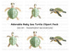Adorable Baby Sea Turtle Clipart Bundle
