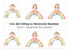 Sweet Girls on Rainbow Clipart Bundle