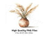 Pampas Grass in Terracotta Vase Clipart Bundle