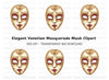 Regal Gold Red Venetian Mask Clipart Bundle