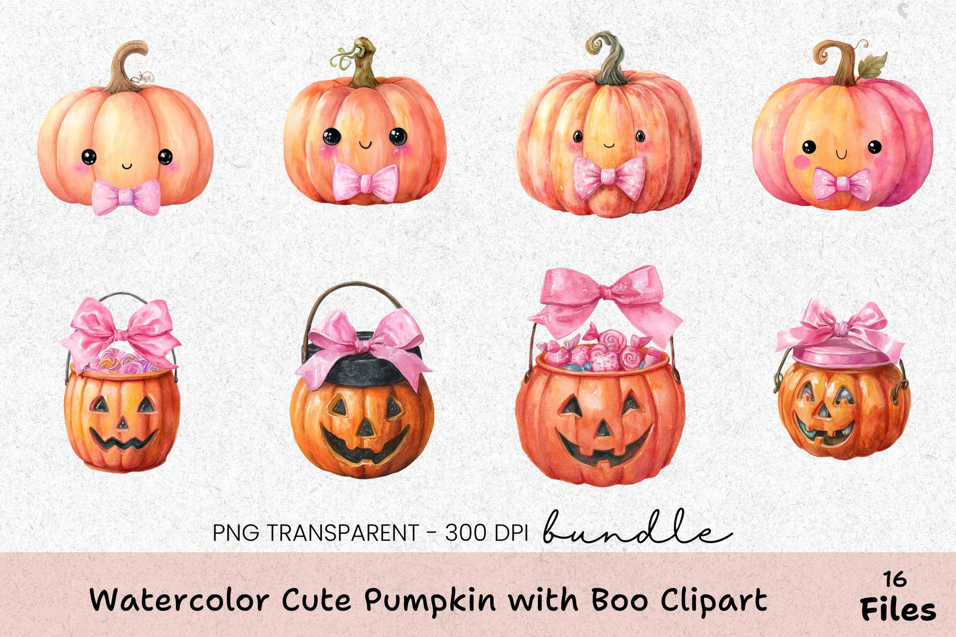 Cute Pumpkin Boo Clipart Bundle - CraftNest - Digital Crafting and Art
