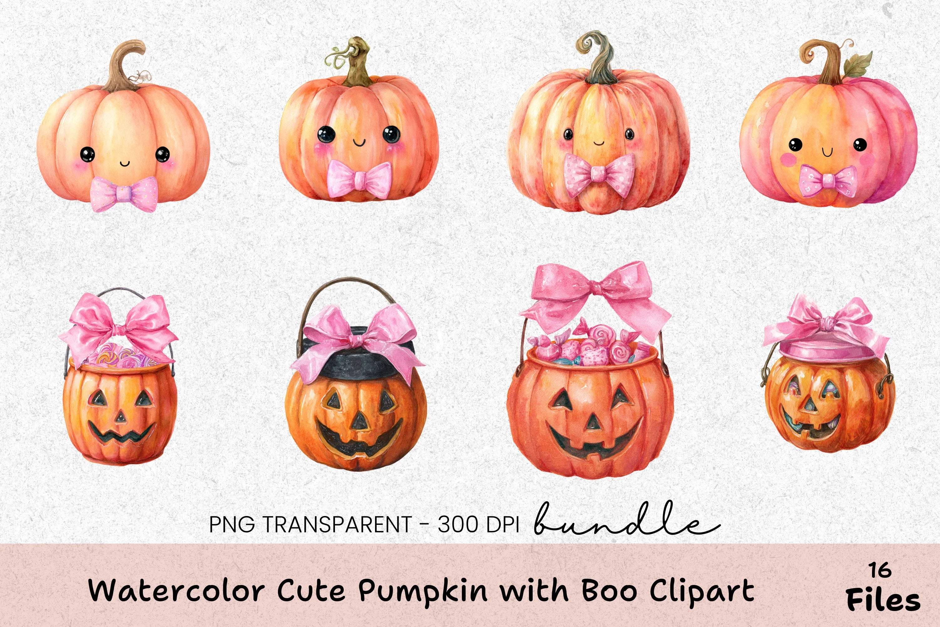 Cute Pumpkin Boo Clipart Bundle - CraftNest - Digital Crafting and Art