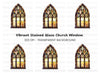 Stained Glass Church Window Clipart Bundle