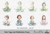 Kids Yoga and Meditation Poses Clipart Bundle
