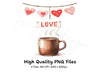 Love Heart Banners and Hot Cocoa Clipart Bundle