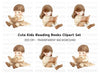 Cute Kids Reading Books Clipart Bundle