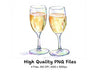 Elegant Champagne Flutes Clipart Bundle